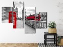 Obraz Wieloczęściowy Czerwona Budka Telefoniczna W Londynie I Big Ben Canvas 120x75 LBS-2197-C120-75_2X30-75_2X30-45