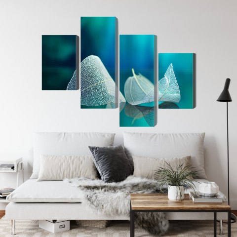 Obraz Wieloczęściowy Delikatne Liście Z Bliska Canvas Naturalny 80x50 LBS-3896-NC80-50_2X20-50_2X20-30