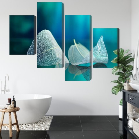 Obraz Wieloczęściowy Delikatne Liście Z Bliska Canvas Naturalny 80x50 LBS-3896-NC80-50_2X20-50_2X20-30