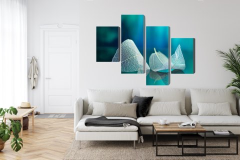 Obraz Wieloczęściowy Delikatne Liście Z Bliska Canvas Naturalny 80x50 LBS-3896-NC80-50_2X20-50_2X20-30