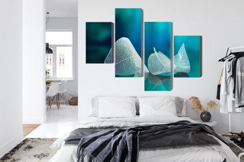 Obraz Wieloczęściowy Delikatne Liście Z Bliska Canvas Naturalny 80x50 LBS-3896-NC80-50_2X20-50_2X20-30