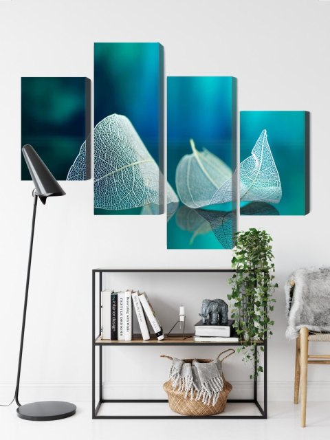 Obraz Wieloczęściowy Delikatne Liście Z Bliska Canvas Naturalny 80x50 LBS-3896-NC80-50_2X20-50_2X20-30