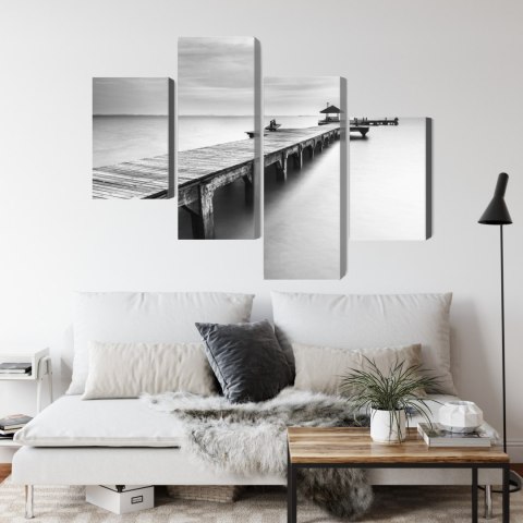 Obraz Wieloczęściowy Drewniane Molo Canvas 120x75 LBS-4587-C120-75_2X30-75_2X30-45