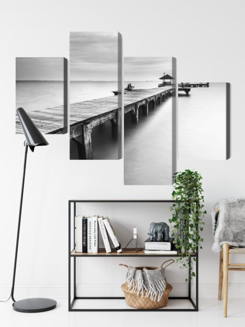 Obraz Wieloczęściowy Drewniane Molo Canvas 120x75 LBS-4587-C120-75_2X30-75_2X30-45