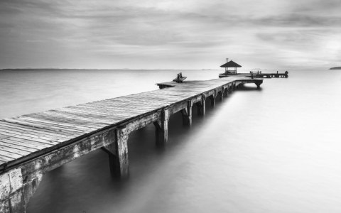 Obraz Wieloczęściowy Drewniane Molo Canvas Naturalny 80x50 LBS-4587-NC80-50_2X20-50_2X20-30