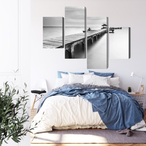 Obraz Wieloczęściowy Drewniane Molo Canvas Naturalny 80x50 LBS-4587-NC80-50_2X20-50_2X20-30