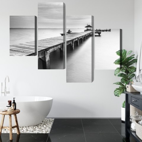 Obraz Wieloczęściowy Drewniane Molo Canvas Naturalny 80x50 LBS-4587-NC80-50_2X20-50_2X20-30