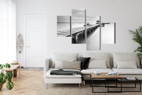 Obraz Wieloczęściowy Drewniane Molo Canvas Naturalny 80x50 LBS-4587-NC80-50_2X20-50_2X20-30