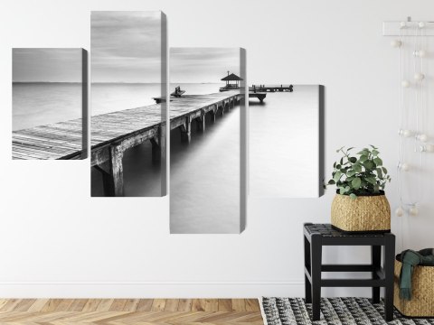 Obraz Wieloczęściowy Drewniane Molo Canvas Naturalny 80x50 LBS-4587-NC80-50_2X20-50_2X20-30