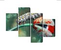 Obraz Wieloczęściowy Gąsienica I Biedronka Na Roślinie Makro Canvas Naturalny 80x50 LBS-3846-NC80-50_2X20-50_2X20-30