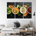 Obraz Wieloczęściowy Kremowe Zupy Warzywne Canvas 120x80 LBS-2960-C120-80_3X40-80