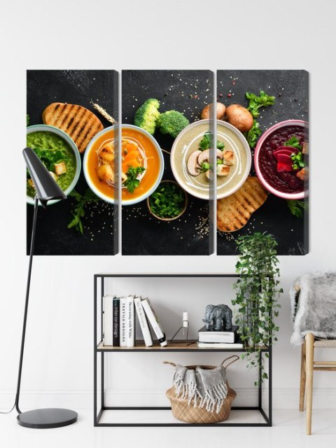 Obraz Wieloczęściowy Kremowe Zupy Warzywne Canvas 120x80 LBS-2960-C120-80_3X40-80