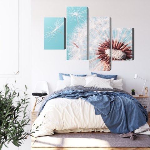 Obraz Wieloczęściowy Kwiat Mniszka Lekarskiego W Skali Makro Canvas Naturalny 80x50 LBS-3936-NC80-50_2X20-50_2X20-30