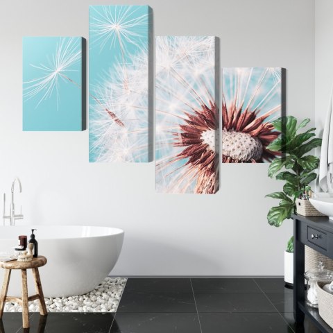 Obraz Wieloczęściowy Kwiat Mniszka Lekarskiego W Skali Makro Canvas Naturalny 80x50 LBS-3936-NC80-50_2X20-50_2X20-30