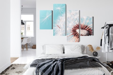 Obraz Wieloczęściowy Kwiat Mniszka Lekarskiego W Skali Makro Canvas Naturalny 80x50 LBS-3936-NC80-50_2X20-50_2X20-30