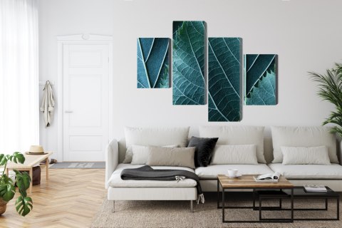 Obraz Wieloczęściowy Liście W Skali Makro Z Efektem 3D Canvas 120x75 LBS-3921-C120-75_2X30-75_2X30-45