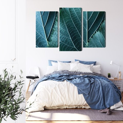 Obraz Wieloczęściowy Liście W Skali Makro Z Efektem 3D Canvas 120x80 LBS-3919-C120-80_1X40-80_2X40-60