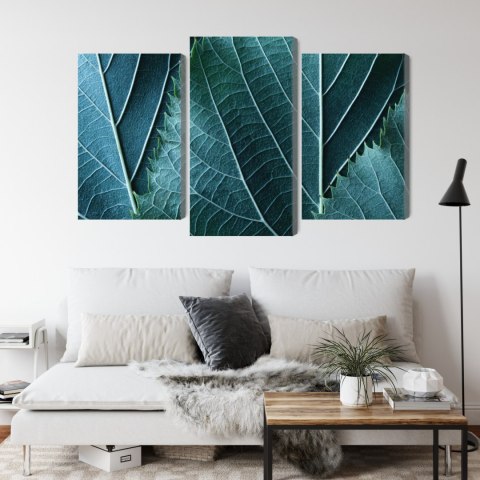 Obraz Wieloczęściowy Liście W Skali Makro Z Efektem 3D Canvas 120x80 LBS-3919-C120-80_1X40-80_2X40-60
