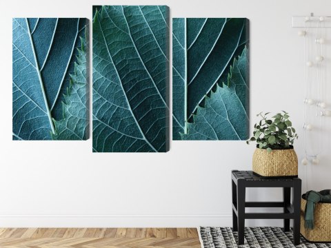 Obraz Wieloczęściowy Liście W Skali Makro Z Efektem 3D Canvas 120x80 LBS-3919-C120-80_1X40-80_2X40-60