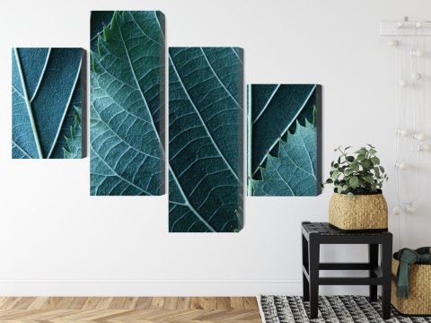 Obraz Wieloczęściowy Liście W Skali Makro Z Efektem 3D Canvas Naturalny 80x50 LBS-3921-NC80-50_2X20-50_2X20-30