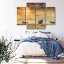 Obraz Wieloczęściowy Łodzie Na Plaży O Zachodzie Słońca Canvas Naturalny 80x60 LBS-2246-NC80-60_2X20-60_2X20-40