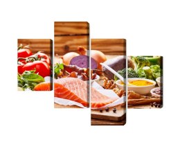 Obraz Wieloczęściowy Łosoś Wśród Warzyw Canvas Naturalny 80x50 LBS-2968-NC80-50_2X20-50_2X20-30