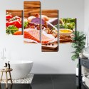 Obraz Wieloczęściowy Łosoś Wśród Warzyw Canvas Naturalny 80x50 LBS-2968-NC80-50_2X20-50_2X20-30