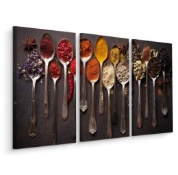 Obraz Wieloczęściowy Łyżki Metalowe Z Przyprawami Canvas 120x80 LBS-2985-C120-80_3X40-80