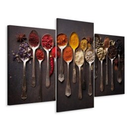 Obraz Wieloczęściowy Łyżki Metalowe Z Przyprawami Canvas 120x80 LBS-2986-C120-80_1X40-80_2X40-60