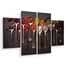 Obraz Wieloczęściowy Łyżki Metalowe Z Przyprawami Canvas Naturalny 80x60 LBS-2987-NC80-60_2X20-60_2X20-40