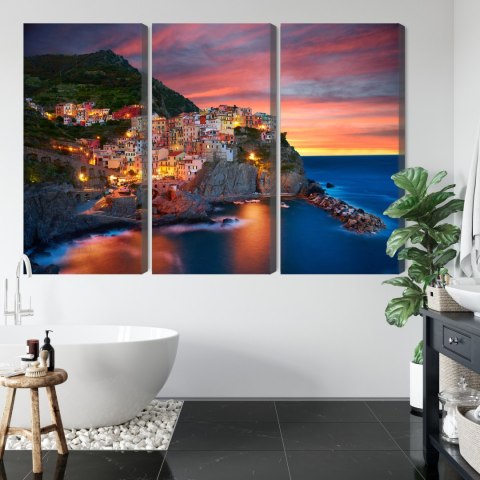 Obraz Wieloczęściowy Miasto Manarola We Włoszech Canvas 120x80 LBS-2330-C120-80_3X40-80