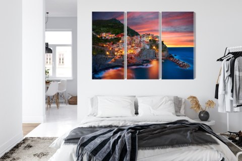 Obraz Wieloczęściowy Miasto Manarola We Włoszech Canvas 120x80 LBS-2330-C120-80_3X40-80