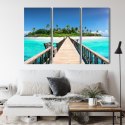 Obraz Wieloczęściowy Molo 3D Na Malediwach Canvas 120x80 LBS-2520-C120-80_3X40-80