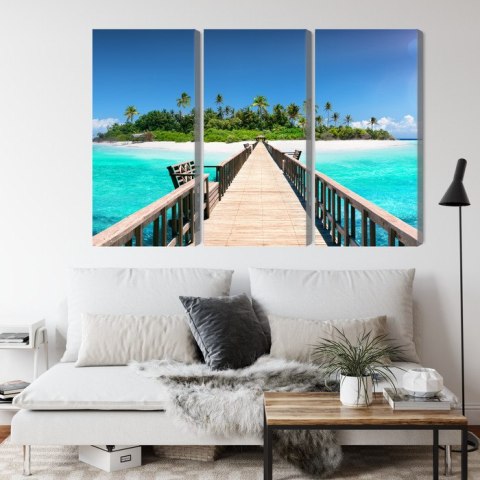 Obraz Wieloczęściowy Molo 3D Na Malediwach Canvas 120x80 LBS-2520-C120-80_3X40-80