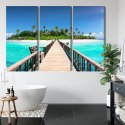Obraz Wieloczęściowy Molo 3D Na Malediwach Canvas 120x80 LBS-2520-C120-80_3X40-80