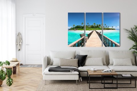 Obraz Wieloczęściowy Molo 3D Na Malediwach Canvas 120x80 LBS-2520-C120-80_3X40-80
