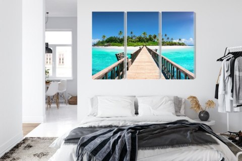 Obraz Wieloczęściowy Molo 3D Na Malediwach Canvas 120x80 LBS-2520-C120-80_3X40-80