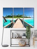 Obraz Wieloczęściowy Molo 3D Na Malediwach Canvas 120x80 LBS-2520-C120-80_3X40-80