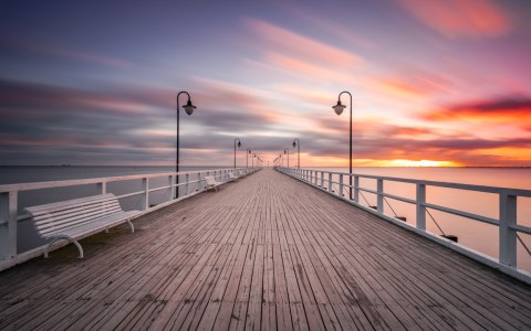 Obraz Wieloczęściowy Molo W Gdyni Orłowie Canvas Naturalny 80x50 LBS-2283-NC80-50_2X20-50_2X20-30