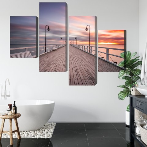 Obraz Wieloczęściowy Molo W Gdyni Orłowie Canvas Naturalny 80x50 LBS-2283-NC80-50_2X20-50_2X20-30