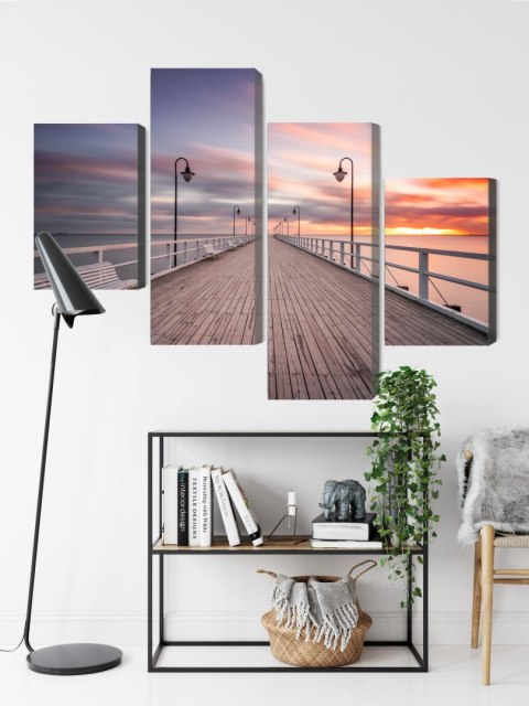 Obraz Wieloczęściowy Molo W Gdyni Orłowie Canvas Naturalny 80x50 LBS-2283-NC80-50_2X20-50_2X20-30