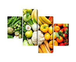 Obraz Wieloczęściowy Owoce I Warzywa W Kolorach Tęczy Canvas 120x75 LBS-2983-C120-75_2X30-75_2X30-45