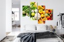 Obraz Wieloczęściowy Owoce I Warzywa W Kolorach Tęczy Canvas Naturalny 80x50 LBS-2983-NC80-50_2X20-50_2X20-30