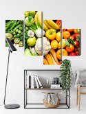 Obraz Wieloczęściowy Owoce I Warzywa W Kolorach Tęczy Canvas Naturalny 80x50 LBS-2983-NC80-50_2X20-50_2X20-30