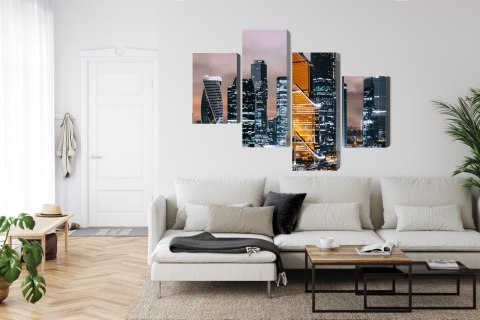 Obraz Wieloczęściowy Panorama Centrum Moskwy I Drapaczy Chmur Canvas 120x75 LBS-2857-C120-75_2X30-75_2X30-45