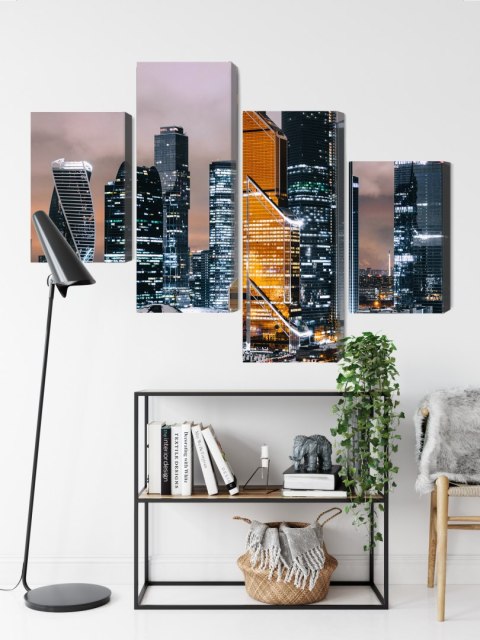 Obraz Wieloczęściowy Panorama Centrum Moskwy I Drapaczy Chmur Canvas 120x75 LBS-2857-C120-75_2X30-75_2X30-45