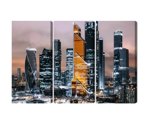 Obraz Wieloczęściowy Panorama Centrum Moskwy I Drapaczy Chmur Canvas 180x120 LBS-2854-C180-120_3X60-120