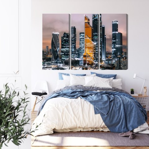 Obraz Wieloczęściowy Panorama Centrum Moskwy I Drapaczy Chmur Canvas 180x120 LBS-2854-C180-120_3X60-120