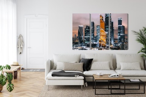 Obraz Wieloczęściowy Panorama Centrum Moskwy I Drapaczy Chmur Canvas 180x120 LBS-2854-C180-120_3X60-120