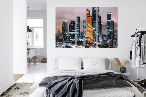 Obraz Wieloczęściowy Panorama Centrum Moskwy I Drapaczy Chmur Canvas 180x120 LBS-2854-C180-120_3X60-120